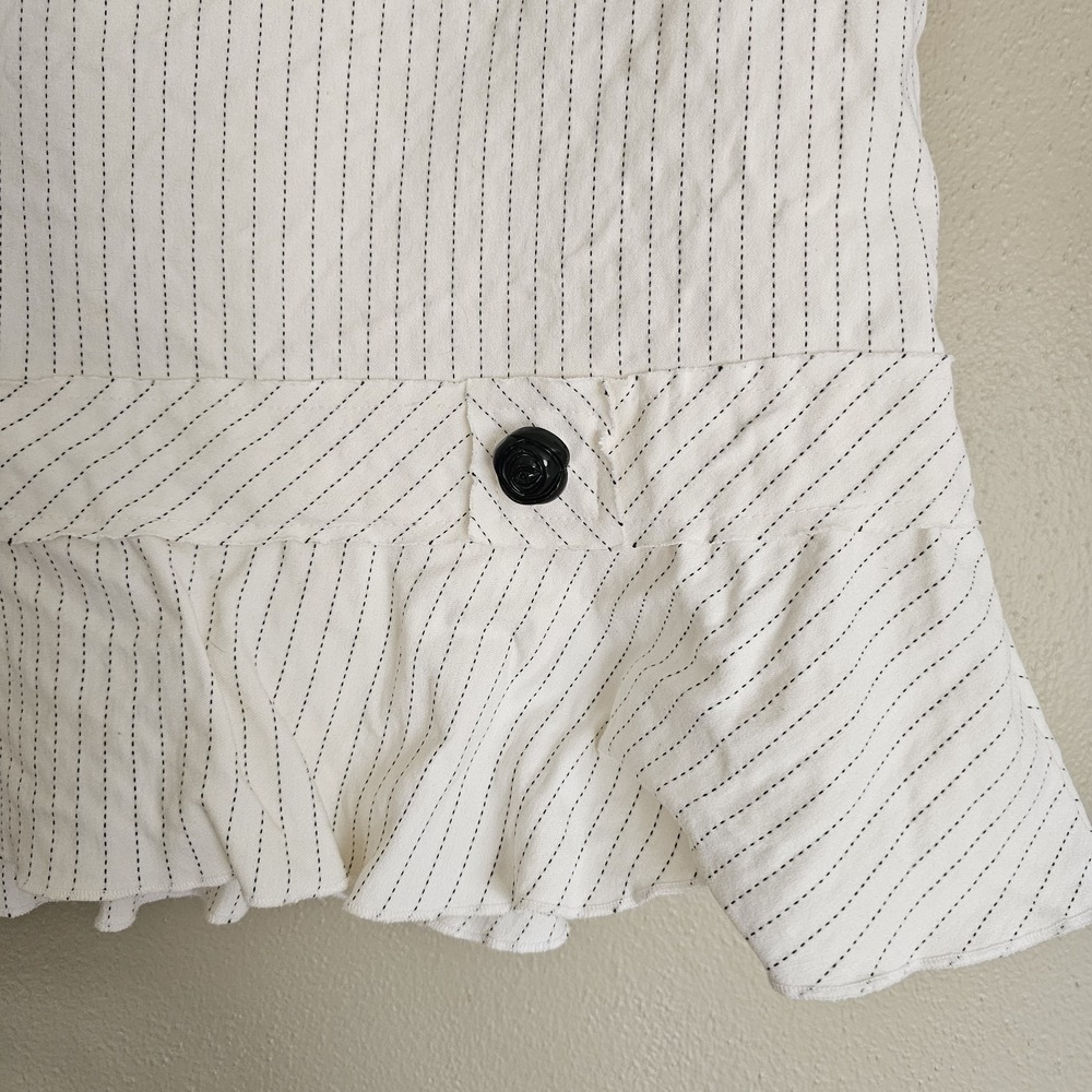 Y2K Vintage Mini Skirt Size 7 White Pinstripe Coquette‎ Fairy Corpcore Office - Picture 2 of 7